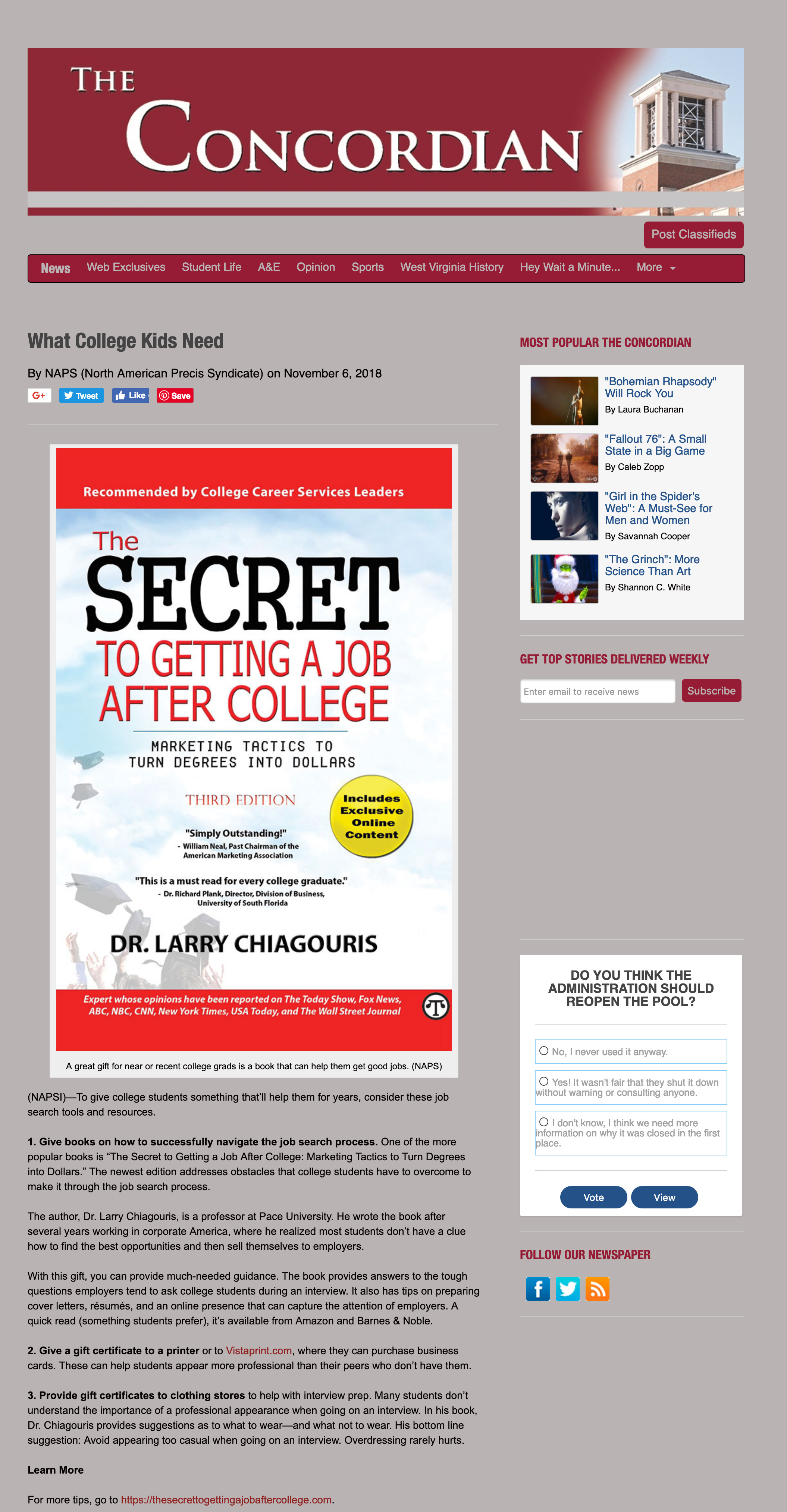 What College Kids Need Concord University News